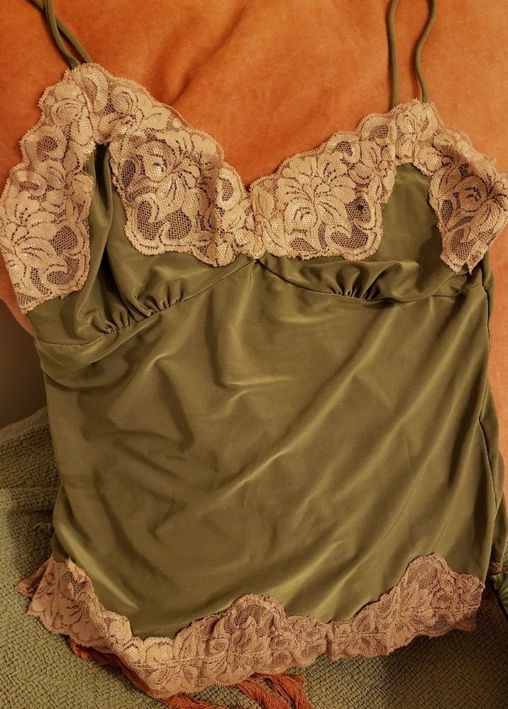 Chartreuse and lace camisole